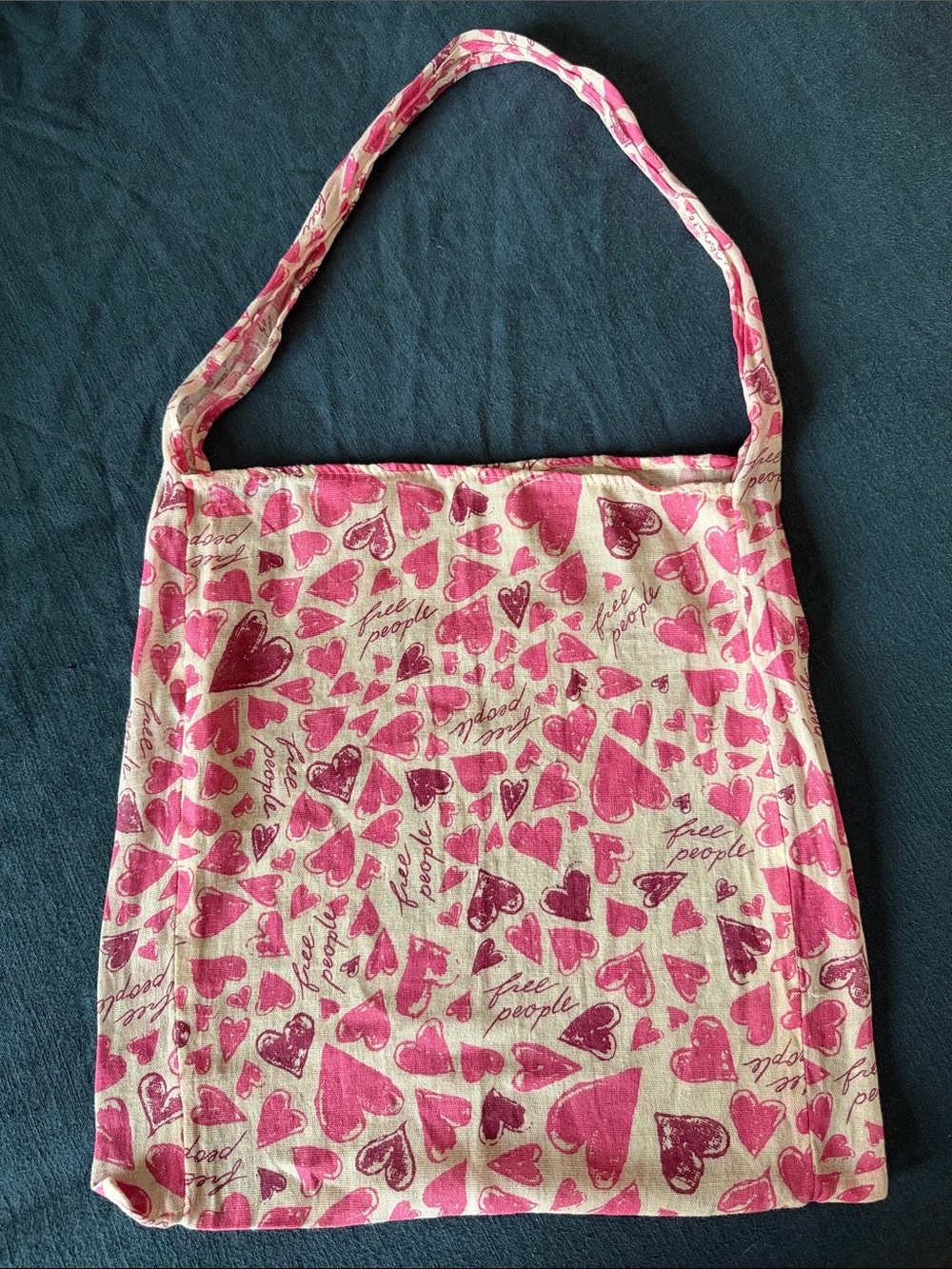 Free People Pink Heart-Print Tote Bag